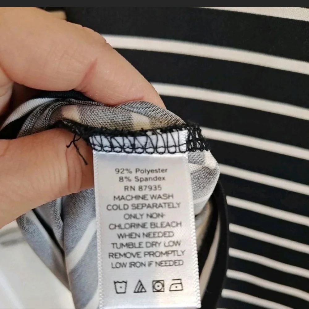 Susan Graver Black and White Striped Long Sleeve Top - Picture 4 of 6